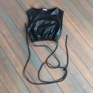 Zara Black pleather crop top with straps